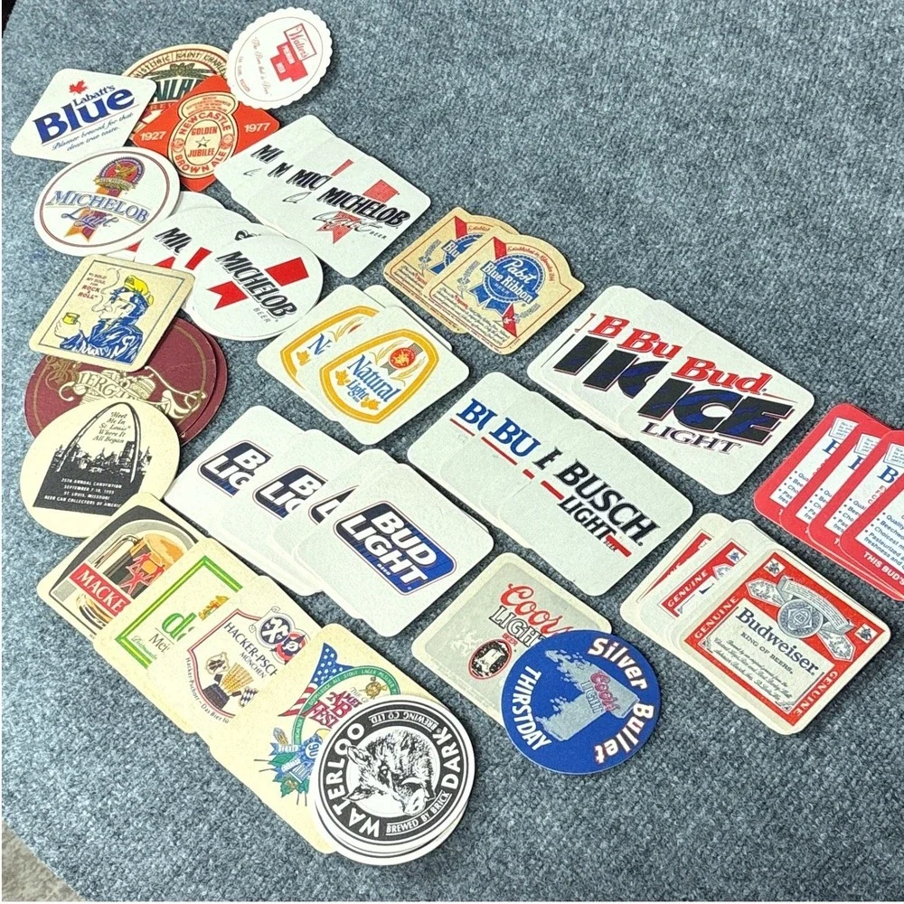 Vintage Beer Coasters Lot 70+ Budweiser Michelob PBR Busch Coors Barware